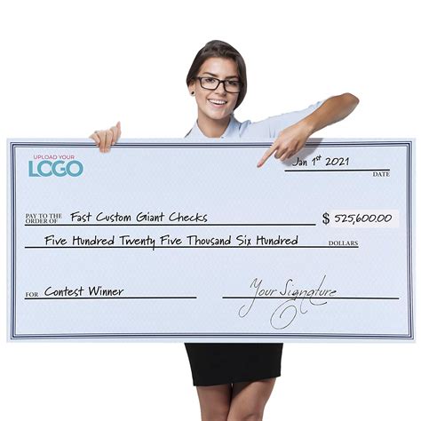 large promotional check.